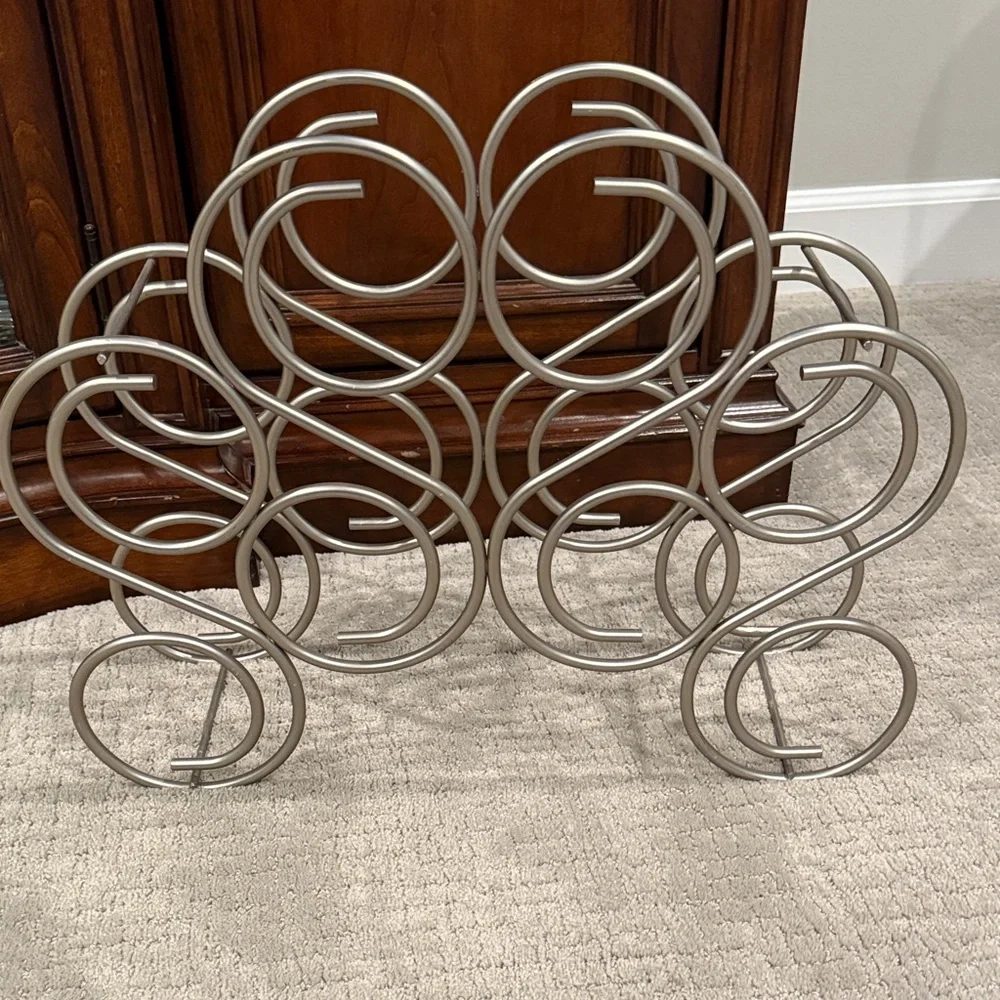 Crate&Barrel Elegant Satin Nickel Metal Wine Rack